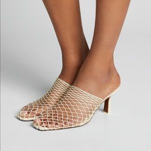 NEOUS Bophy Leather Net Slide Mules in White